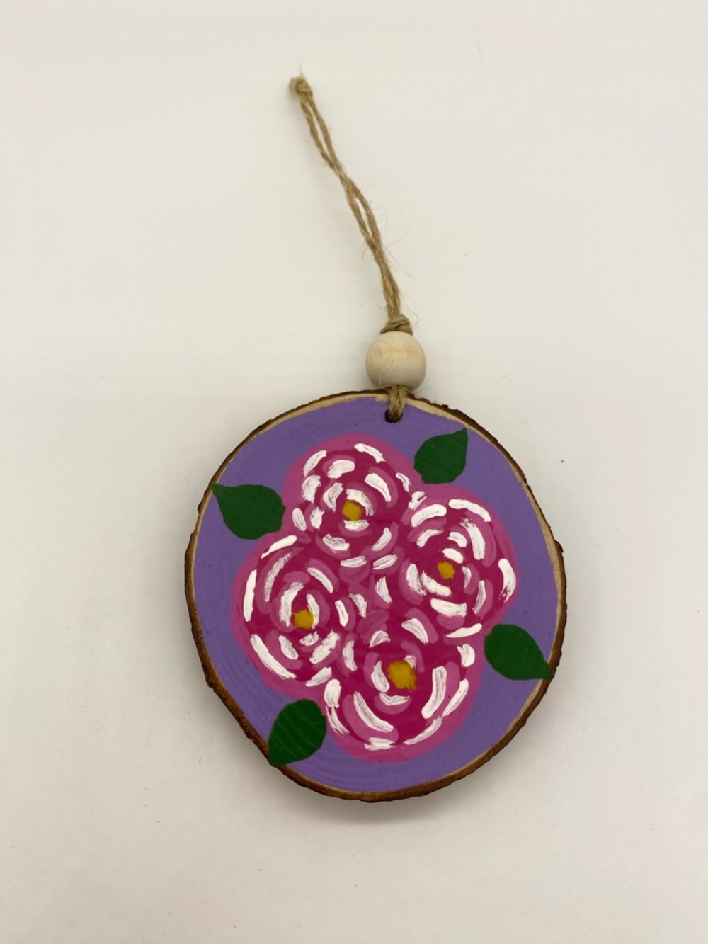 Florals on Wood Ornament Hand Painted